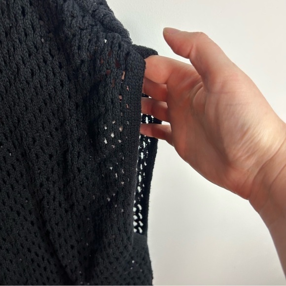 Eight Eight Eight Mesh Cardigan 1X Black No Closure Cover Up Sweater Beach Swim - Picture 2 of 6